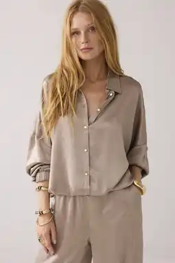 Wehkamp Summum satijnen blouse taupe aanbieding