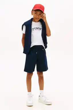 Wehkamp Tommy Hilfiger T-shirt + sweatshort wit/donkerblauw aanbieding