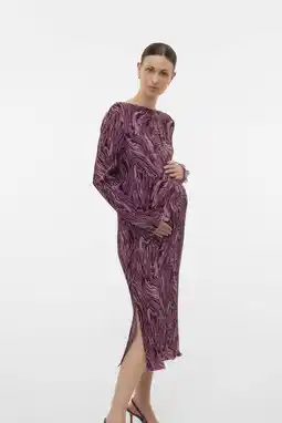 Wehkamp MAMALICIOUS zwangerschaps midi jurk donkerrood/roze aanbieding
