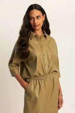 Wehkamp Expresso imitatieleren blouse bruin aanbieding