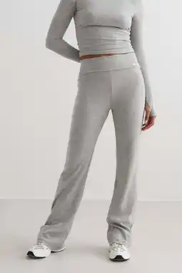 Wehkamp Aim'n rib flared legging Ease lichtgrijs melange aanbieding
