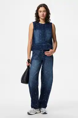 Wehkamp PIECES barrel jeans dark blue denim aanbieding