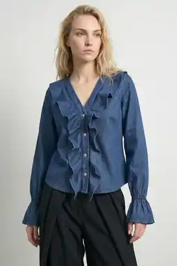 Wehkamp HYPEDROP blouse medium blue denim aanbieding