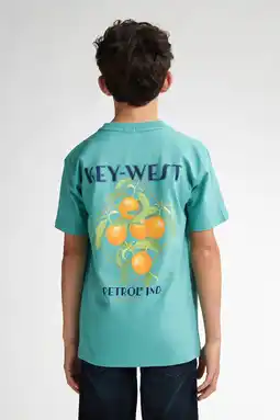 Wehkamp Petrol Industries T-shirt met backprint groen aanbieding