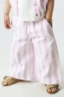 Wehkamp NAME IT MINI wide leg highwaist gestreepte casual broek roze aanbieding