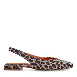 Wehkamp Manfield suède slingback loafers met panterprint beige/zwart aanbieding