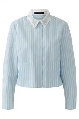 Wehkamp OUI blouse met krijtstreep lichtblauw aanbieding