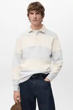 Wehkamp Mango Man gestreepte sweater lichtgrijs aanbieding
