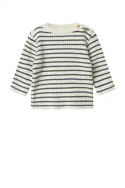 Wehkamp NAME IT BABY gestreepte trui wit grof gebreid aanbieding