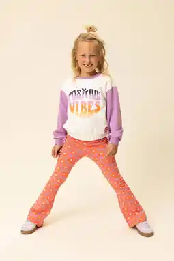 Wehkamp LOOXS little gebloemde flared broek koraalrood aanbieding