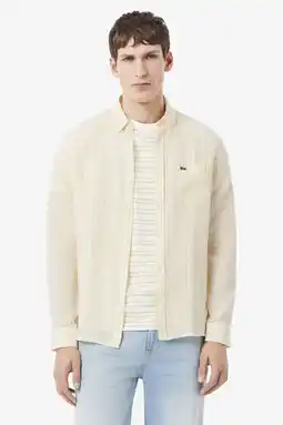 Wehkamp Lacoste casual overhemd lichtgeel aanbieding