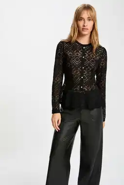 Wehkamp Morgan kanten peplum top zwart aanbieding
