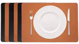 Wehkamp Cookinglife Placemats - Dubbelzijdig - Vegan leer - Cognac / Zwart 46 x 33 cm - 6 Stuks aanbieding
