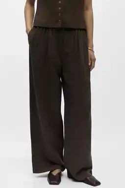 Wehkamp OBJECT Objmolly wide leg high waist broek donkerbruin aanbieding