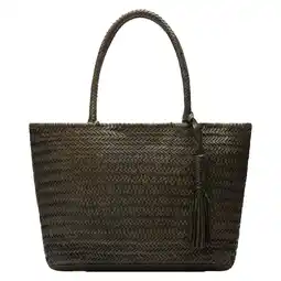 Wehkamp Manfield leren gevlochten shopper groen aanbieding