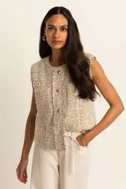 Wehkamp Expresso tweed gilet crème aanbieding