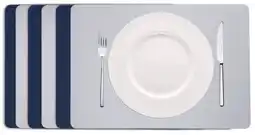 Wehkamp Cookinglife Placemats - Dubbelzijdig - Vegan leer - Grijs / Blauw 46 x 33 cm - 6 Stuks aanbieding
