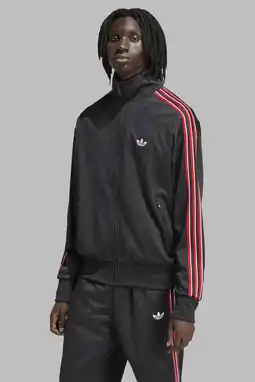 Wehkamp adidas Originals trainingsjack Firebird zwart/rood aanbieding