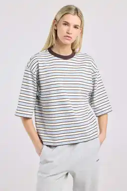 Wehkamp America Today gestreepte T-shirt lichtblauw aanbieding