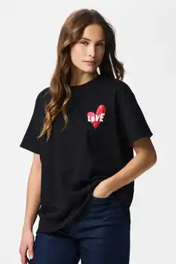 Wehkamp PIECES T-shirt met backprint met hartjes zwart aanbieding