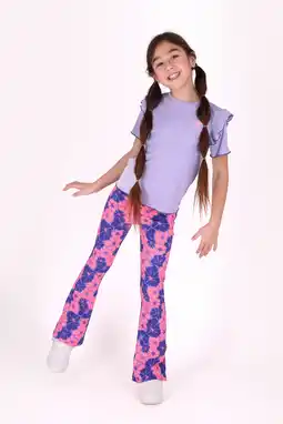 Wehkamp B.Nosy regularwaist flared broek roze met textuur aanbieding