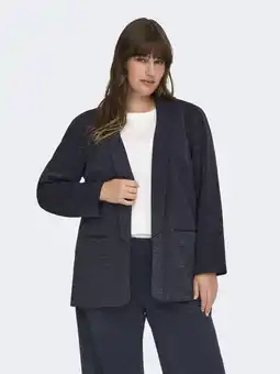 Wehkamp ONLY CARMAKOMA regular blazer donkerblauw met glitter aanbieding