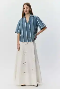 Wehkamp Sofie Schnoor gestreepte top light blue denim aanbieding