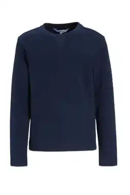 Wehkamp Anytime top met waffle textuur donkerblauw aanbieding