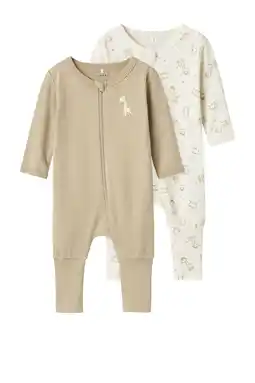 Wehkamp NAME IT BABY pyjama NBNNIGHTSUIT - zand/ecru (set van 2) aanbieding