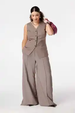 Wehkamp MS Mode wide leg highwaist pantalon bruin aanbieding