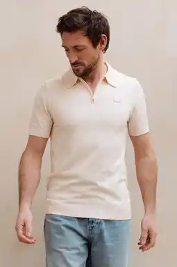 Wehkamp Kultivate regular polo fijn gebreid lichtroze aanbieding