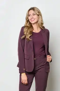 Wehkamp Co Woman travelstof getailleerde blazer donkerpaars aanbieding