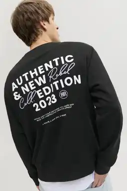 Wehkamp JJ REBEL sweater met backprint zwart aanbieding