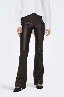 Wehkamp ONLY imitatieleren flared regularwaist flared broek zwart aanbieding