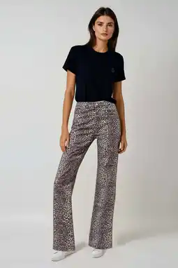 Wehkamp Cars high waist straight leg jeans met dierenprint bruin/zwart aanbieding