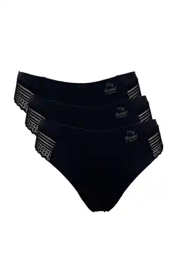 Wehkamp My Basic by After Eden seamless string met kant (set van 3) zwart aanbieding