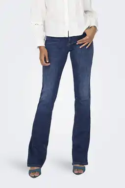 Wehkamp ONLY regularwaist flared jeans dark blue denim aanbieding