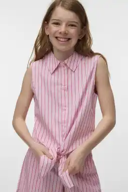 Wehkamp VERO MODA GIRL gestreepte blouse roze aanbieding