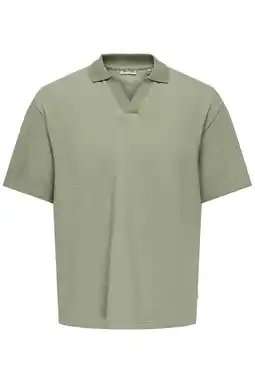 Wehkamp ONLY & SONS JUNIOR polo met textuur groen aanbieding