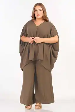 Wehkamp Curviss wide leg highwaist broek olijfgroen aanbieding