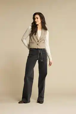 Wehkamp Red Button highwaist wide leg jeans black denim aanbieding