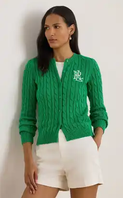 Wehkamp Lauren Ralph Lauren gebreid vest groen aanbieding