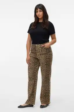 Wehkamp VERO MODA CURVE highwaist wide leg jeans bruin aanbieding