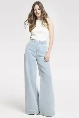 Wehkamp Homage to Denim highwaist wide leg jeans light blue denim aanbieding
