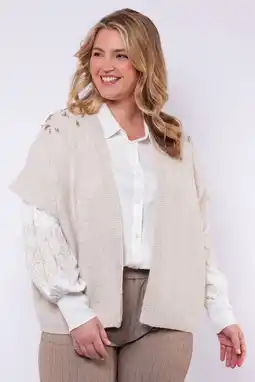 Wehkamp Exxcellent gilet ecru gebreid aanbieding