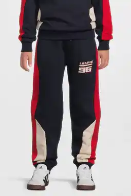 Wehkamp Orange Stars colourblock fleece joggingbroek Isack met printopdruk donkerblauw aanbieding