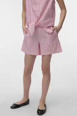 Wehkamp VERO MODA GIRL regular gestreepte casual short roze aanbieding