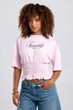 Wehkamp America Today top met tekst - lichtroze aanbieding