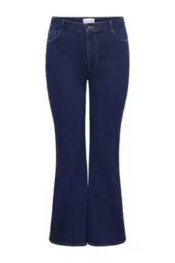 Wehkamp ONLY CARMAKOMA flared jeans dark blue denim aanbieding