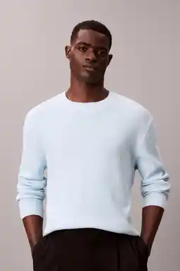 Wehkamp Calvin Klein trui met ingebreid patroon lichtblauw aanbieding